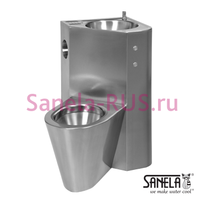 Угловой унитаз налево с умывальником и пьезо кнопками SLWN 08LP арт: 94086 Sanela Чехия (фото, схема)