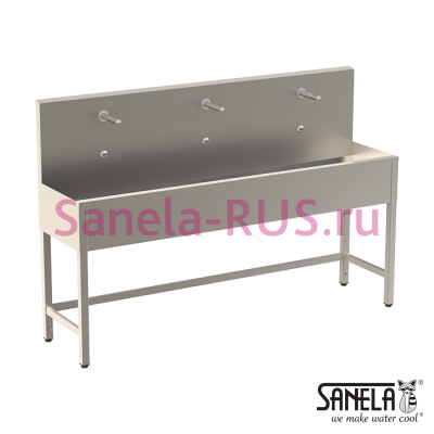 Нержавеющая раковина коллективная на ножках 1900мм SLUN 51E арт: 93511 Sanela Чехия (фото, схема)