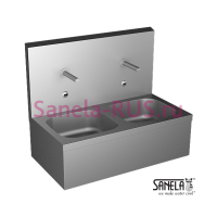 Нержавеющая двойная мойка с автоматическими смесителями SLUN 07ET Нержавеющая двойная мойка с автоматическими смесителями SLUN 07ET