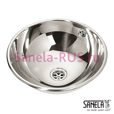 Нержавеющая круглая встраиваемая раковина 360мм SLUN 45X арт: 93458 Sanela Чехия (фото, схема)